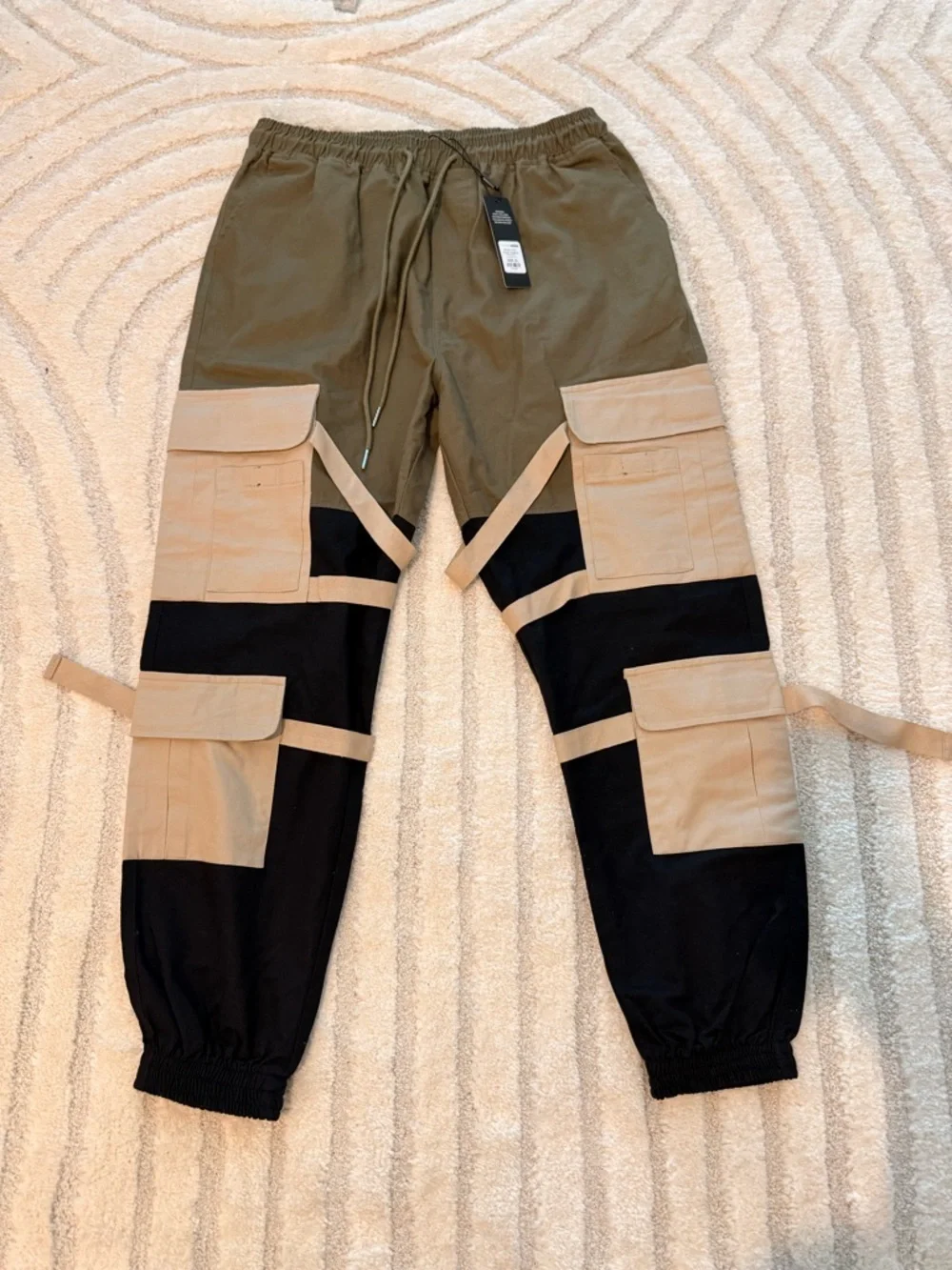 Fashion Nova Olive, Khaki & Black Cargo Pants - Picture 2 of 9